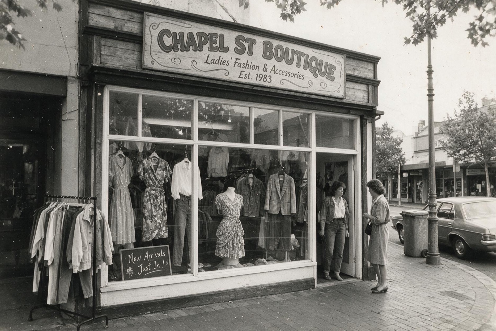The original Chapel Street boutique in 1983, black and white